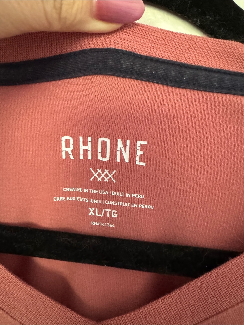 Rhone Mens Element V Neck T Shirt Organic Pima Cotton Pink Salmon XL EUC - Picture 3 of 10